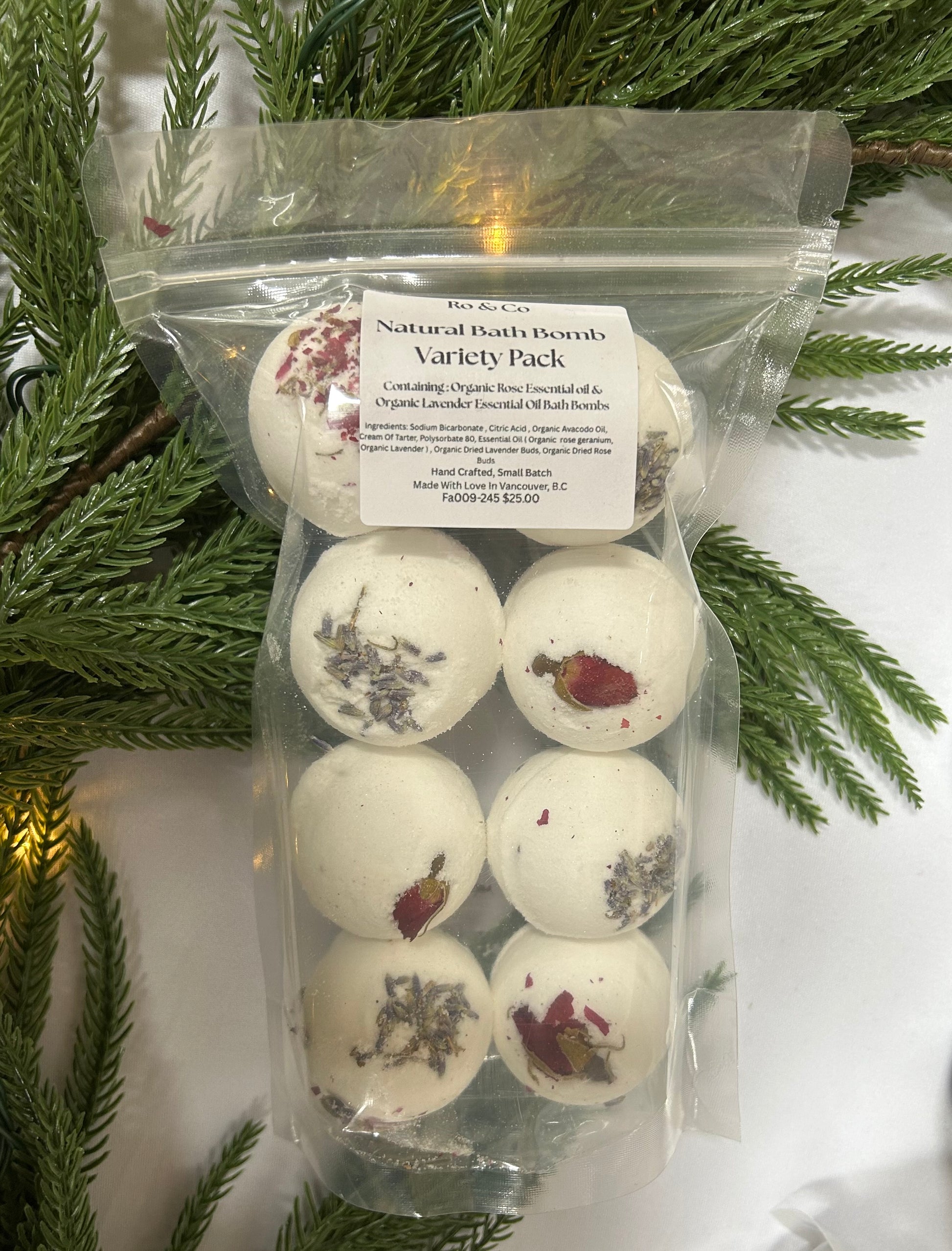 Natural bath bomb variety pack (8)
